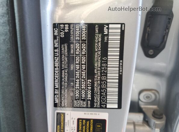 4JGDA5JB5JB125816 2018 MERCEDES-BENZ GLE Серебряный 