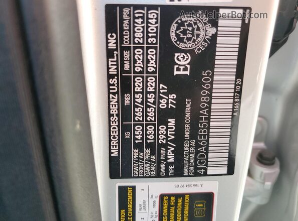 4JGDA6EB5HA989605 2017 MERCEDES-BENZ GLE Silver Vista de la etiqueta del VIN