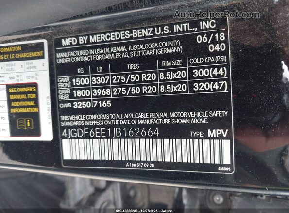 4JGDF6EE1JB162664 2018 MERCEDES-BENZ GLS 450 Black ძრავის განყოფილების ხედი