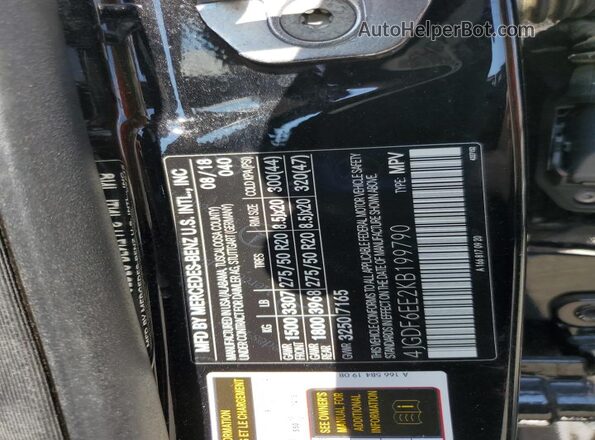 4JGDF6EE2KB199790 2019 MERCEDES-BENZ GLS Черный Панорамный вид салона 360°
