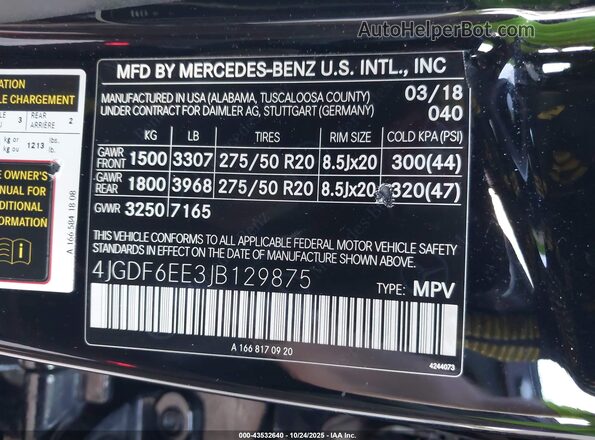 4JGDF6EE3JB129875 2018 MERCEDES-BENZ GLS 450 Black Vista del compartimento del motor