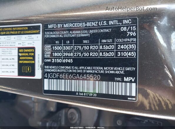 4JGDF6EE6GA645520 2016 MERCEDES-BENZ GL 450 Brown Engine compartment view