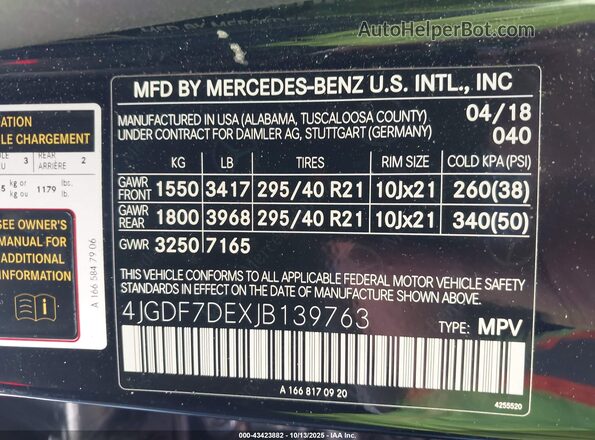 4JGDF7DEXJB139763 2018 MERCEDES-BENZ GLS 550 Black Vista del compartimento del motor