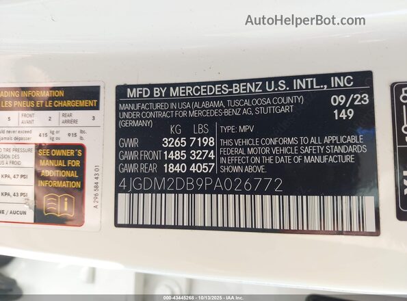 4JGDM2DB9PA026772 2023 MERCEDES-BENZ EQS 450+ SUV Белый Вид подкапотного пространства