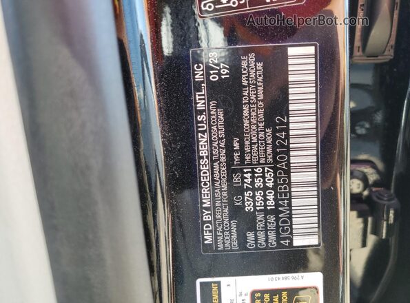 4JGDM4EB5PA012412 2023 MERCEDES-BENZ EQS Black Շարժիչի բաժամունքի տեսք