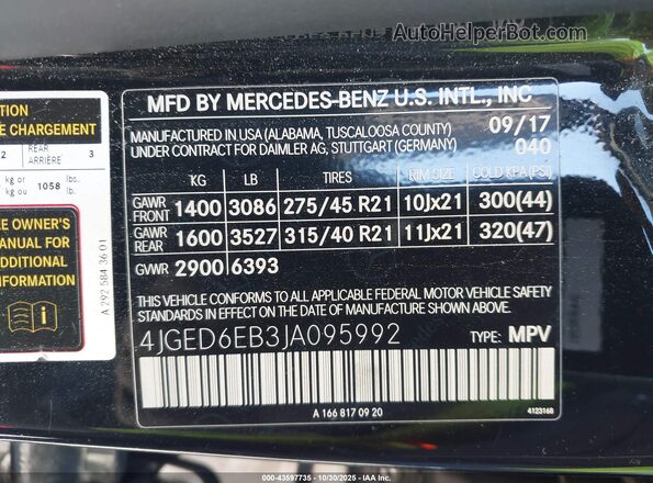 4JGED6EB3JA095992 2018 MERCEDES-BENZ AMG GLE 43 COUPE Black Vista del compartimento del motor