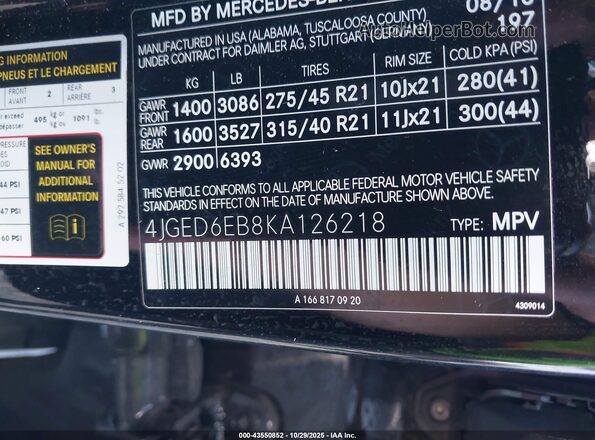 4JGED6EB8KA126218 2019 MERCEDES-BENZ AMG GLE 43 COUPE Black Շարժիչի բաժամունքի տեսք