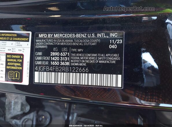 4JGFB4FB2RB122666 2024 MERCEDES-BENZ GLE 350 Черный 