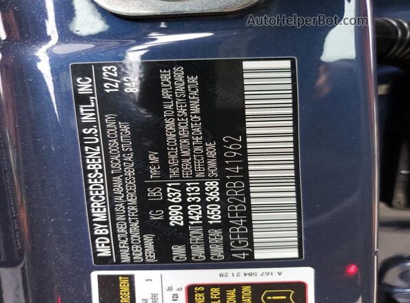 4JGFB4FB2RB141962 2024 MERCEDES-BENZ GLE Blue VIN կոդի պիտակի տեսք