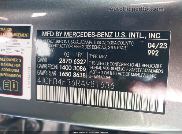 4JGFB4FB6RA981636 2024 MERCEDES-BENZ GLE 350 Gray 