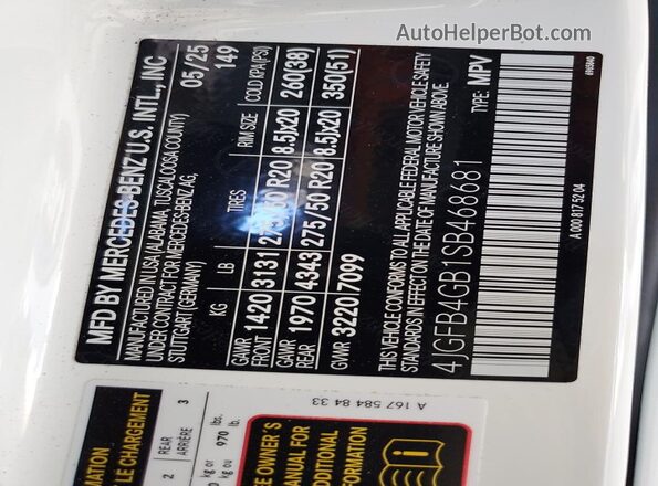 4JGFB4GB1SB468681 2025 MERCEDES-BENZ GLE White 
