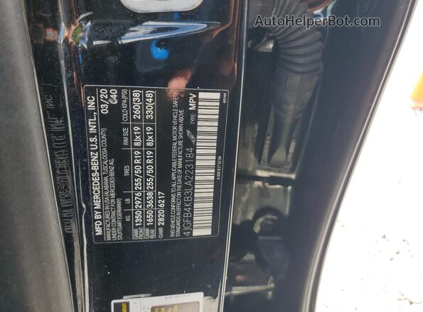 4JGFB4KB3LA223184 2020 MERCEDES-BENZ GLE Black VIN sticker view