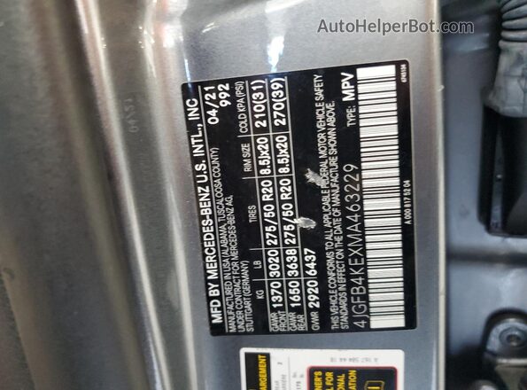 4JGFB4KEXMA463229 2021 MERCEDES-BENZ GLE Silver 