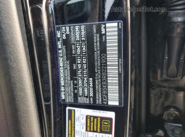 4JGFB5KB3RB221900 2024 MERCEDES-BENZ GLE Black VIN կոդի պիտակի տեսք
