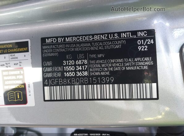 4JGFB8KB0RB151399 2024 MERCEDES-BENZ AMG GLE 63 Silver Շարժիչի բաժամունքի տեսք