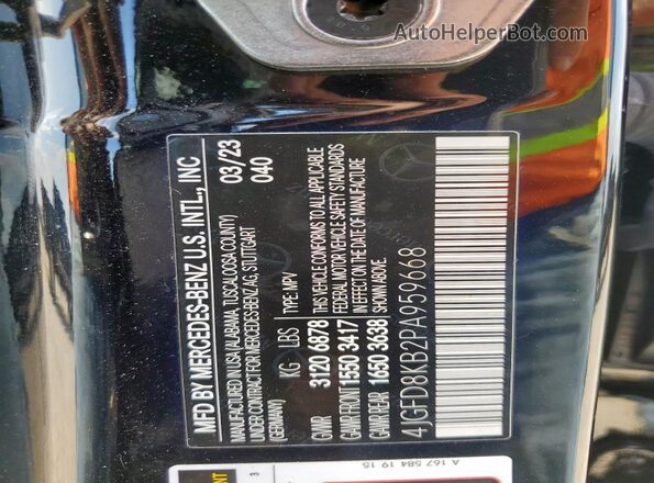 4JGFD8KB2PA959668 2023 MERCEDES-BENZ GLE Black VIN կոդի պիտակի տեսք