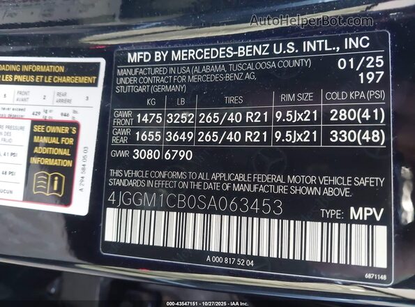 4JGGM1CB0SA063453 2025 MERCEDES-BENZ EQE 350 SUV Черный 