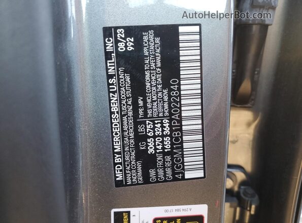 4JGGM1CB1PA022840 2023 MERCEDES-BENZ EQE Silver Widok naklejki z numerem VIN