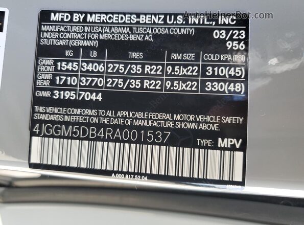 4JGGM5DB4RA001537 2024 MERCEDES-BENZ EQE Gray Սալոնի 360 աստիճան տեսք