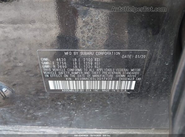 4S3BWAC65L3017439 2020 SUBARU LEGACY Black Engine compartment view