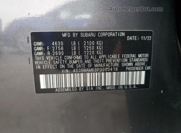 4S3BWAM69P3003418 2023 SUBARU LEGACY Charcoal 