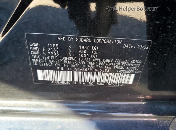 4S3GKAB68P3605568 2023 SUBARU IMPREZA Black Widok naklejki z numerem VIN