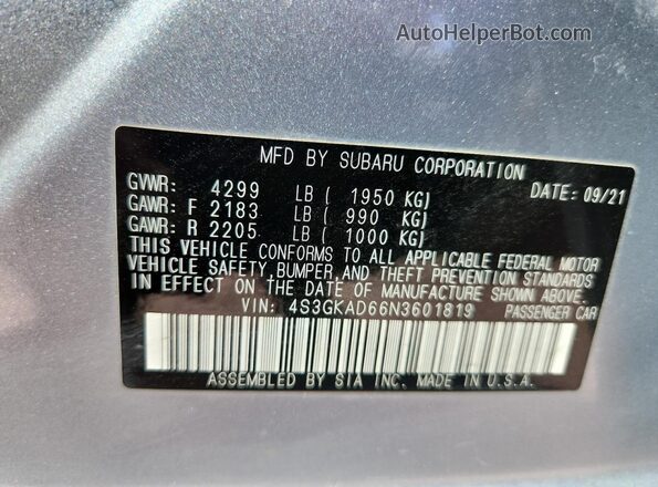 4S3GKAD66N3601819 2022 SUBARU IMPREZA Silver Widok komory silnika