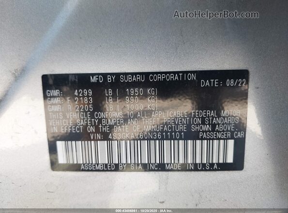 4S3GKAV60N3611101 2022 SUBARU IMPREZA Серебряный Вид подкапотного пространства
