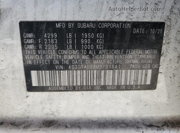 4S3GTAB68M3701841 2021 SUBARU IMPREZA White Вид підкапотного простору