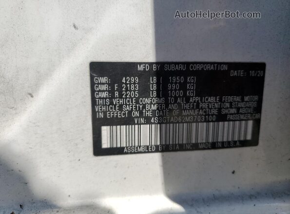 4S3GTAD62M3703100 2021 SUBARU IMPREZA Белый 