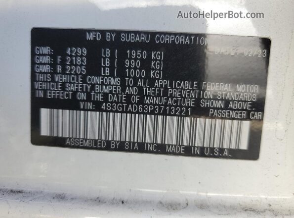 4S3GTAD63P3713221 2023 SUBARU IMPREZA White Вид підкапотного простору