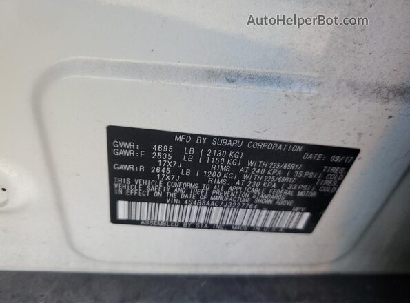 4S4BSAAC7J3227764 2018 SUBARU OUTBACK White 