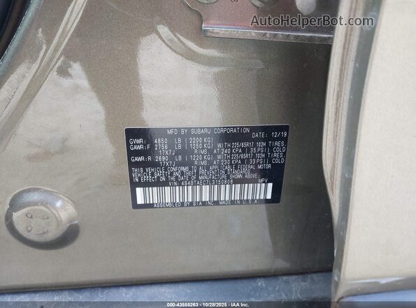 4S4BTAEC7L3150808 2020 SUBARU OUTBACK Green Widok komory silnika