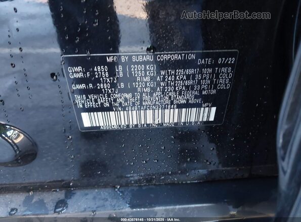 4S4BTAFC0N3271648 2022 SUBARU OUTBACK Black Engine compartment view