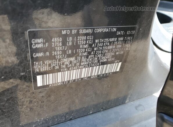 4S4BTANC2L3183361 2020 SUBARU OUTBACK Черный Панорамный вид салона 360°