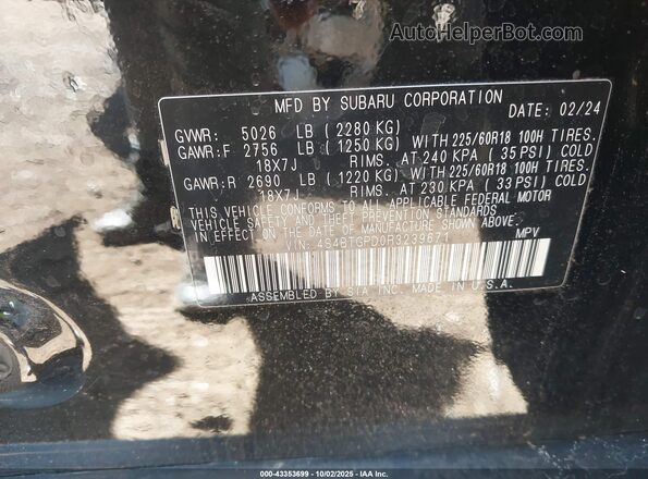 4S4BTGPD0R3239671 2024 SUBARU OUTBACK Black ძრავის განყოფილების ხედი