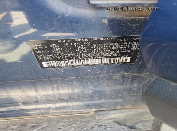 4S4WMAJD3M3450098 2021 SUBARU ASCENT Blue VIN sticker view