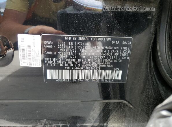 4S4WMAKD0R3400278 2024 SUBARU ASCENT Black 