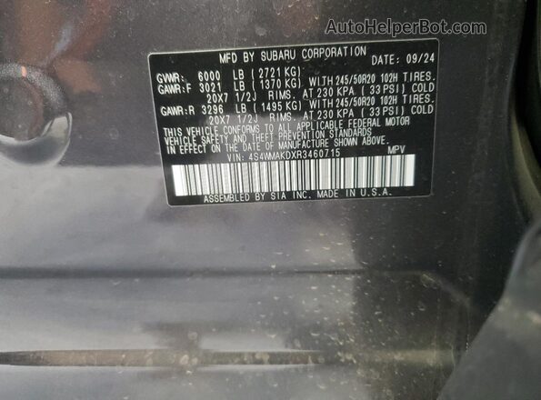 4S4WMAKDXR3460715 2024 SUBARU ASCENT Black VIN sticker view