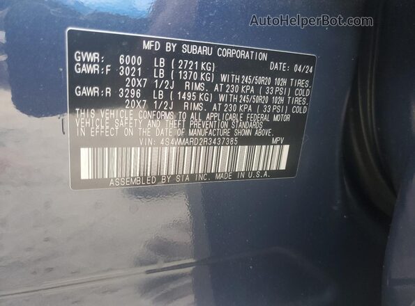 4S4WMARD2R3437385 2024 SUBARU ASCENT Blue 