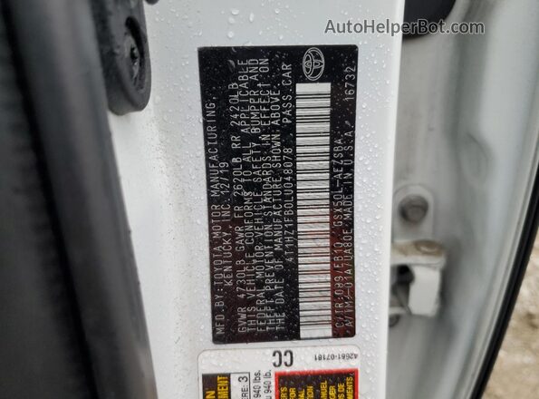 4T1HZ1FB0LU048078 2020 TOYOTA AVALON White Շարժիչի բաժամունքի տեսք
