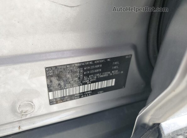 4T3EWRFV1LU004876 2020 TOYOTA RAV4 Silver Vista de la etiqueta del VIN