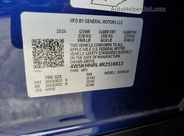 4W5KHNRL4RZ516613 2024 ACURA ZDX Blue 
