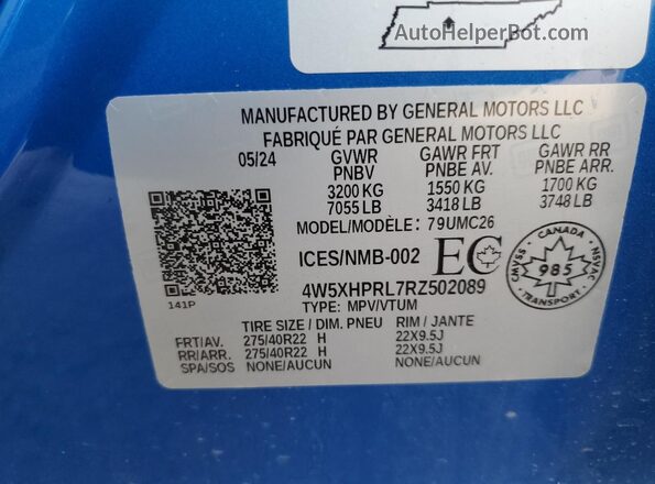 4W5XHPRL7RZ502089 2024 ACURA ZDX Blue 