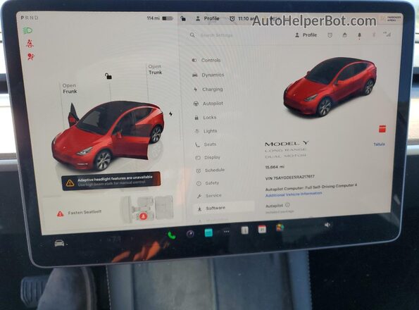 7SAYGDEE5RA217617 2024 TESLA MODEL Y Red Вид задніх сидінь