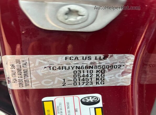 1C4RJYN66N8500902 2022 JEEP GRAND CHER Red Vista interior trasera