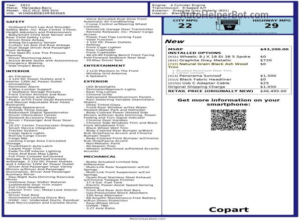W1N0G8DB1MF903565 2021 MERCEDES-BENZ GLC-CLASS Gray 