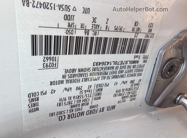 NM0LS7E70L1436493 2020 FORD TRANSIT White Вид задньої частини салону