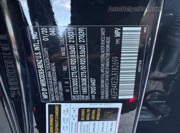 4JGFB4KE2LA182699 2020 MERCEDES-BENZ GLE Black 