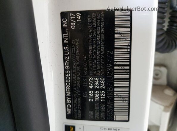 55SWF4KB7JU239772 2018 MERCEDES-BENZ C White 